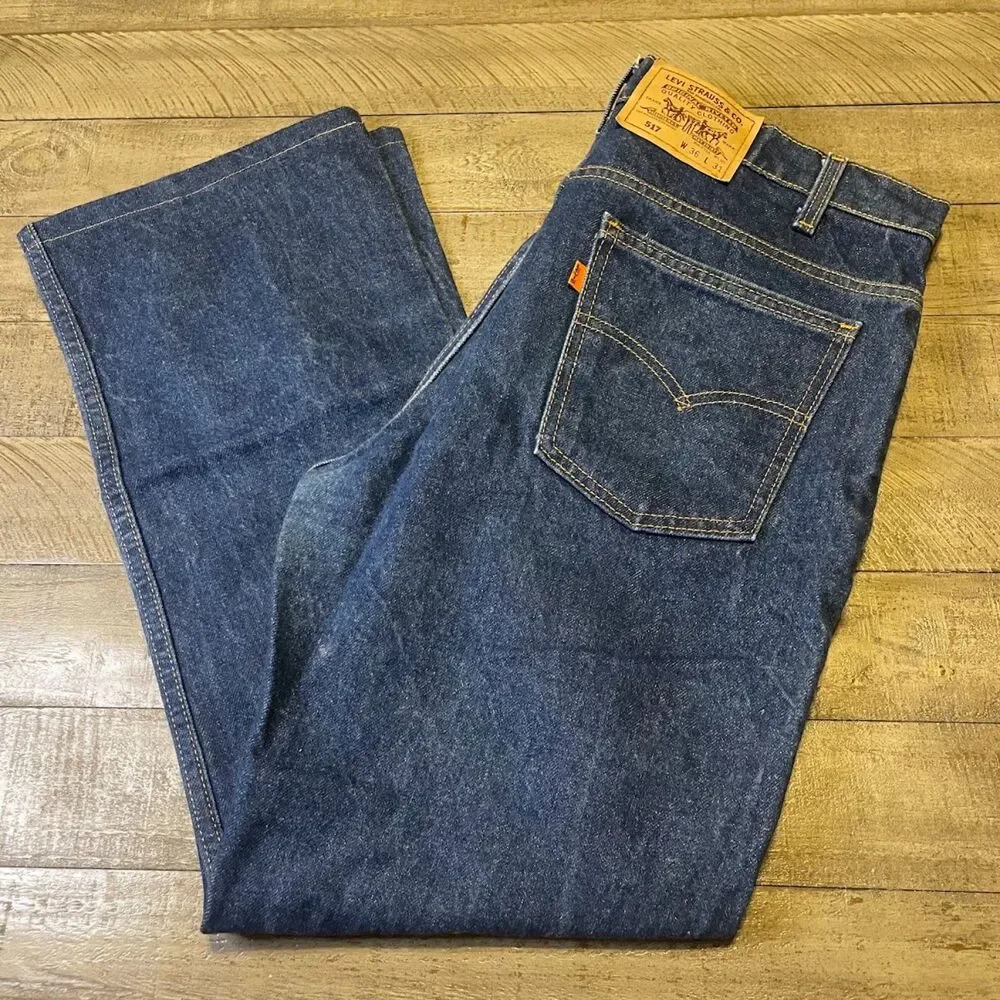 Vintage Levi's 517 NOS Men's Denim Jean Size 36x31 Orange Tab